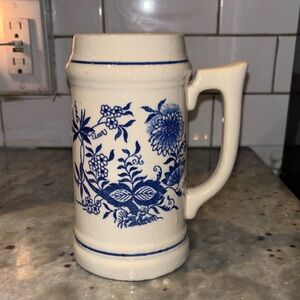 Blue Floral Ceramic Stein Mug
